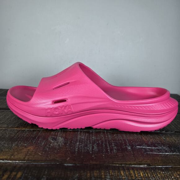 NEW HOKA One One Ora Recovery Slides 3 Mens Size 10 Comfy Sandals Pink Yarrow - Picture 7 of 12